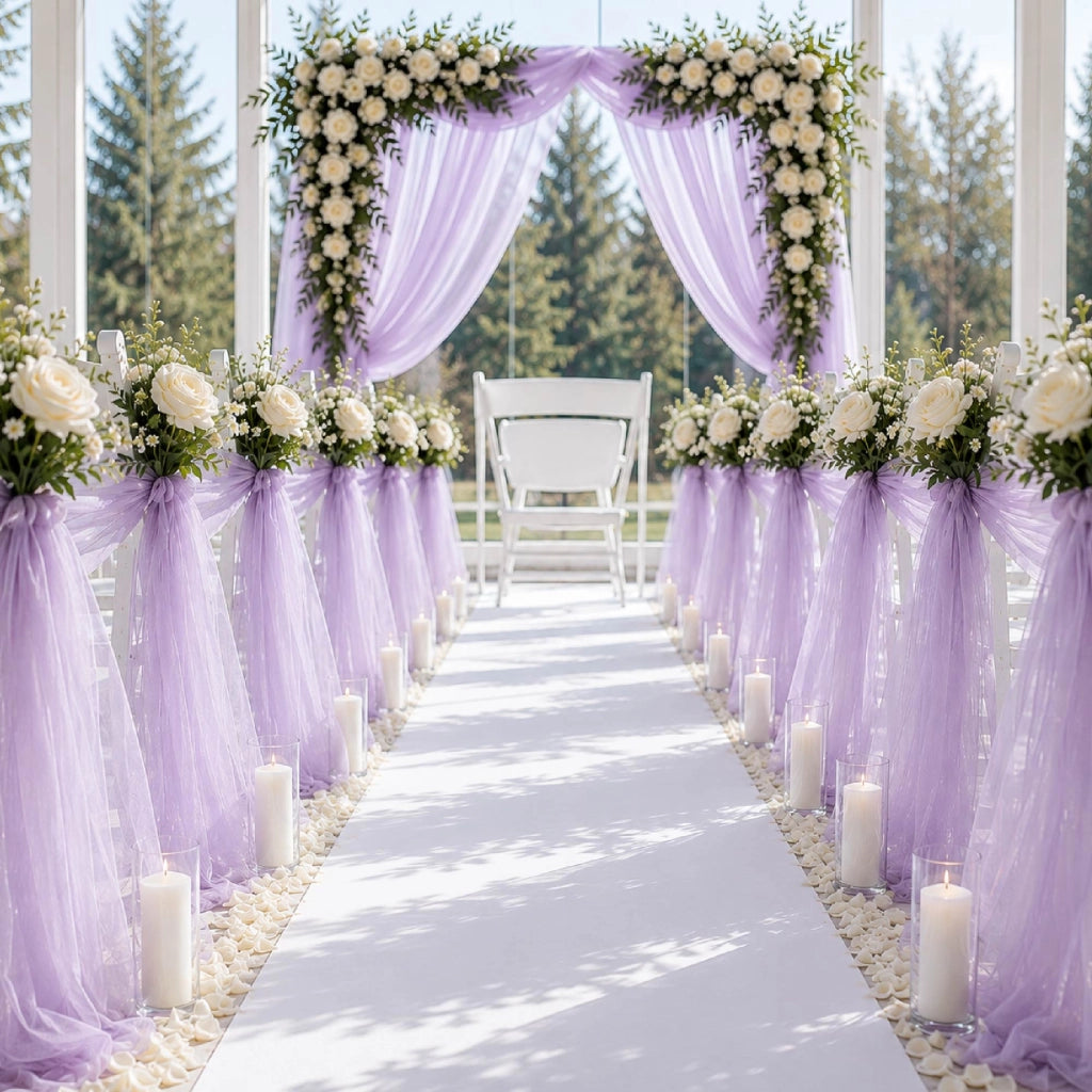 Rotolo Tulle Limoges 30 Metri x 1,5 Metri per Decorazioni Matrimonio, Feste, Fiocchi, Allestimenti e Bomboniere Lilla