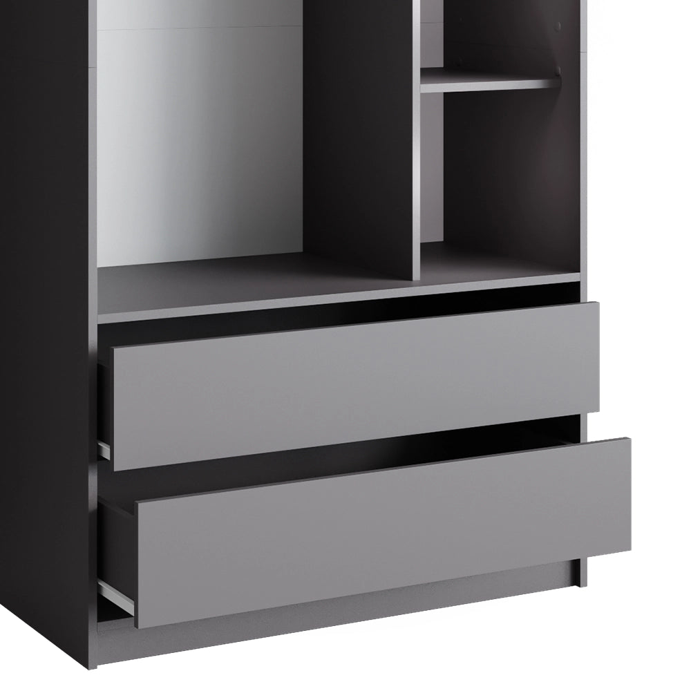 Vicco Armadio per bambini Antracite 100 x 200 cm con 2 cassetti