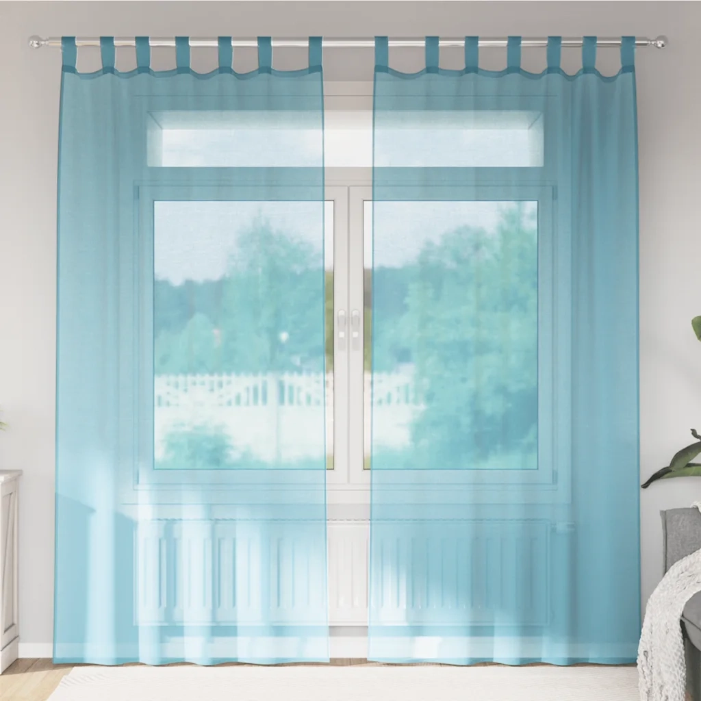 Tende in Voile con Passanti 2 pz Turchese 140x225 cm 4102328