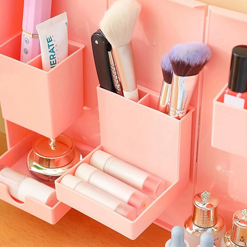 Trade Shop - Organizer In Plastica Per Trucchi Da Scrivania 24.5 X 28 Cm Pochetta Per Trucchi -
