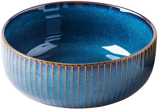 Servizio per tavola in ceramica - Capacità 1800ml - Grande - Disegno artigianale - Design elegante - Verniciatura a effetto retro - 21cm di diametro - Tazza da servizio