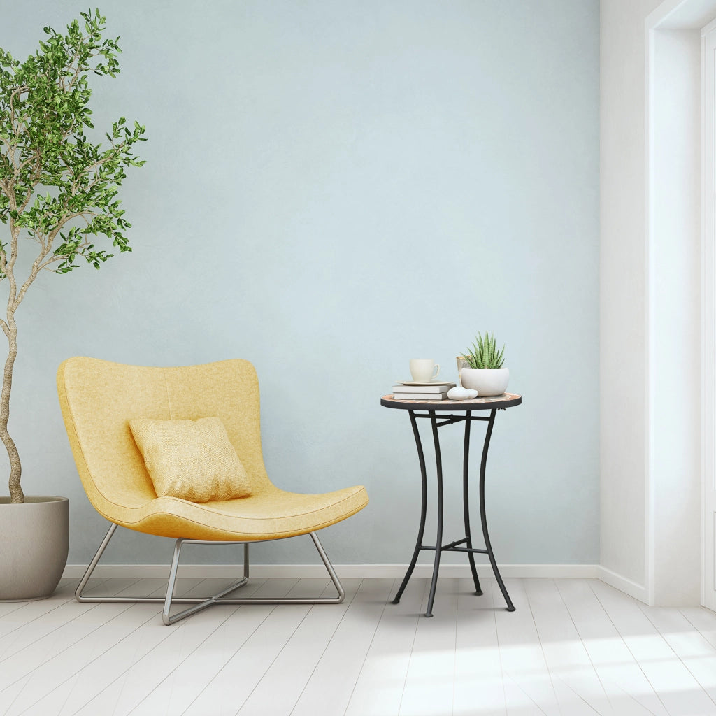 Tavolino da caff¨¨ rotondo ¨C zephmum ¨C giallo+grigio ?35,5cm