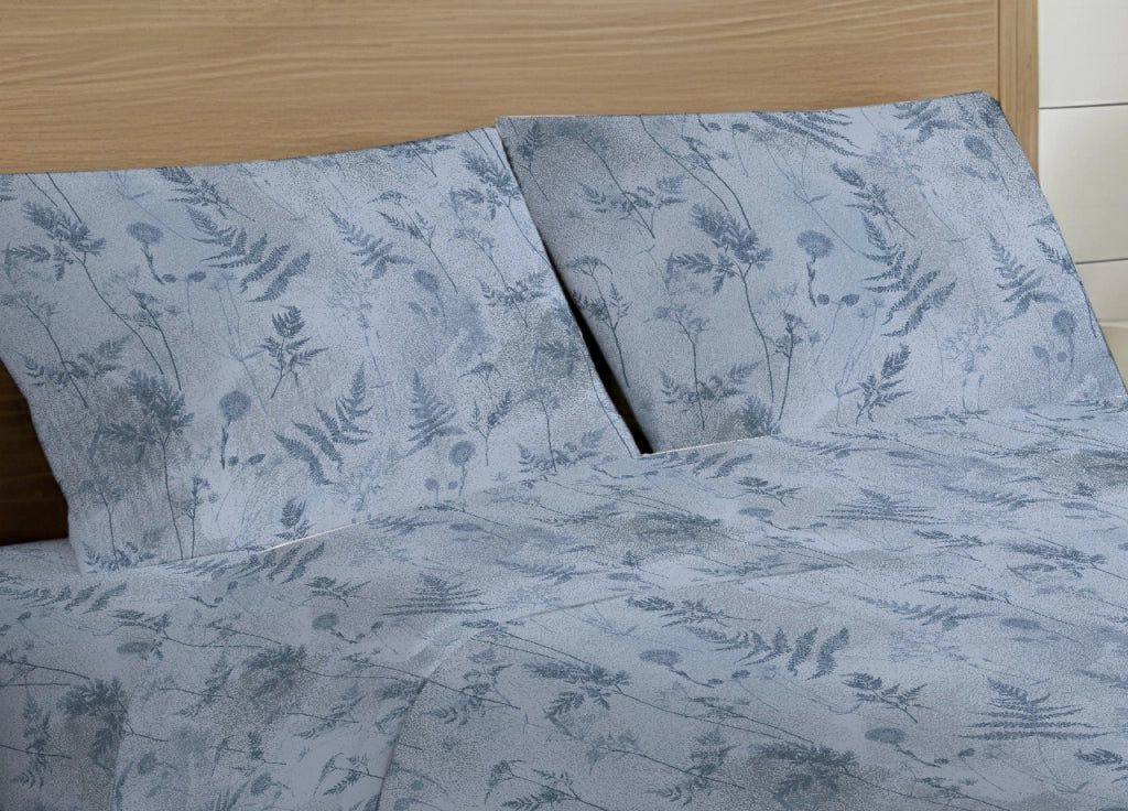 Completo Lenzuola Letto In 100% Cotone Made Italy Disegno Soffione - Piazza E Mezza - Azzurro