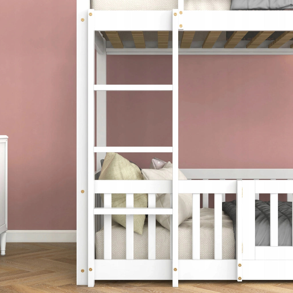 Letto a castello 90x200cm bianco con scala - Xylo
