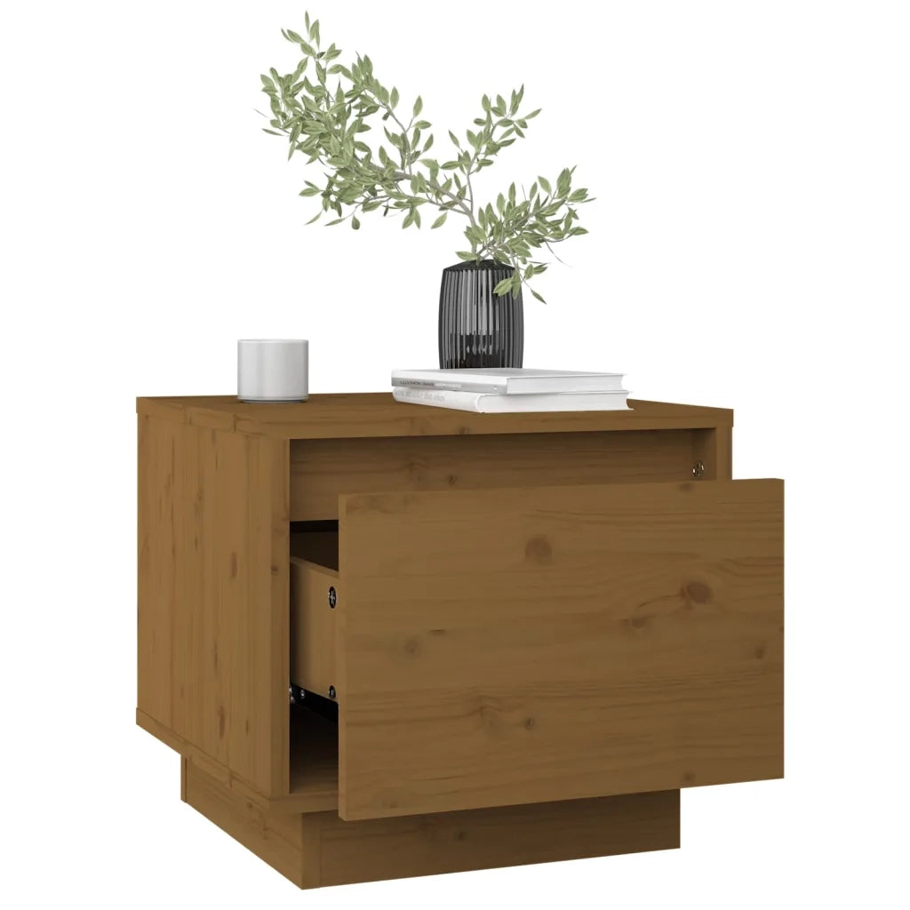 Comodini 2 pz Ambrati 35x34x32 cm in Legno Massello di Pino 813402