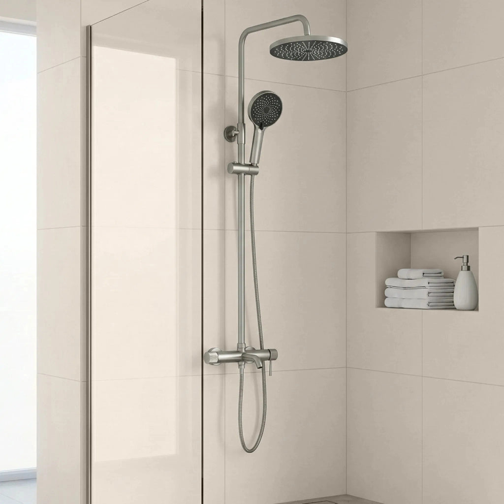 Set Doccia Rea Lungo Stripe Brush Nickel