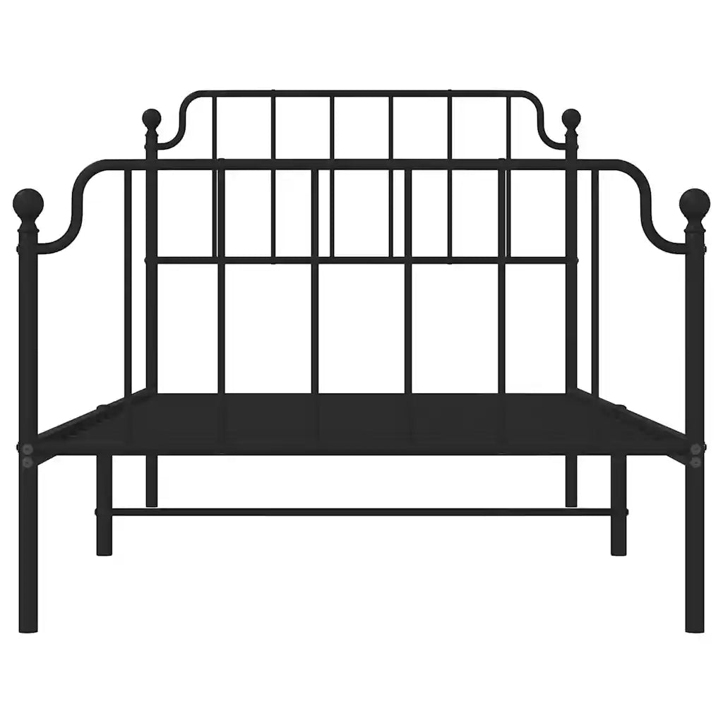 Giroletto con Testiera e Pediera Metallo Nero 100x200 cm 373900
