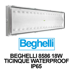 Beghelli BEG8586 Lampada di emergenza LED Ticinque SE 18W Autonomia 8h corpo bianco Waterproof IP65