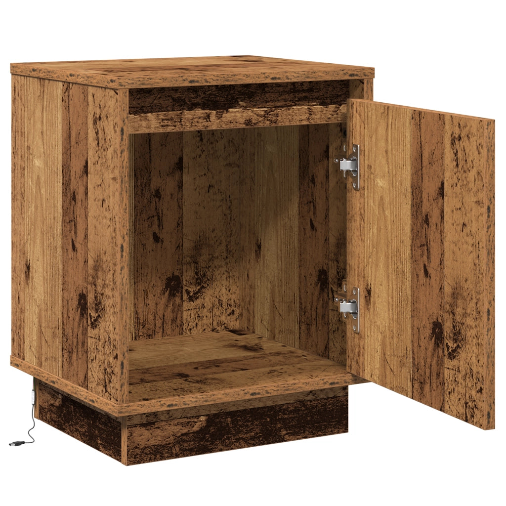 Comodini con Luci LED 2 pz Legno Vecchio 39x34,5x50 cm
