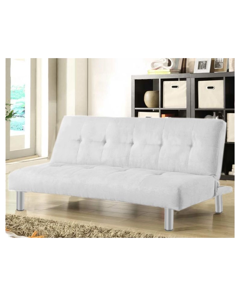 Divano letto 3 posti, reclinabile in microfibra bianco 180 cm Sicorage Soffy