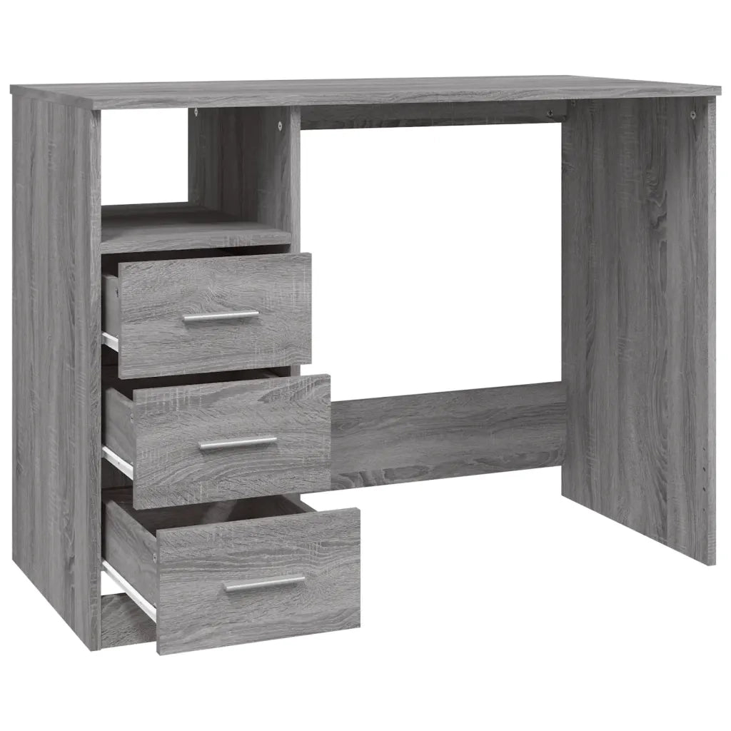 Scrivania Cassetti Grigio Sonoma 102x50x76 cm Legno Multistrato 823038