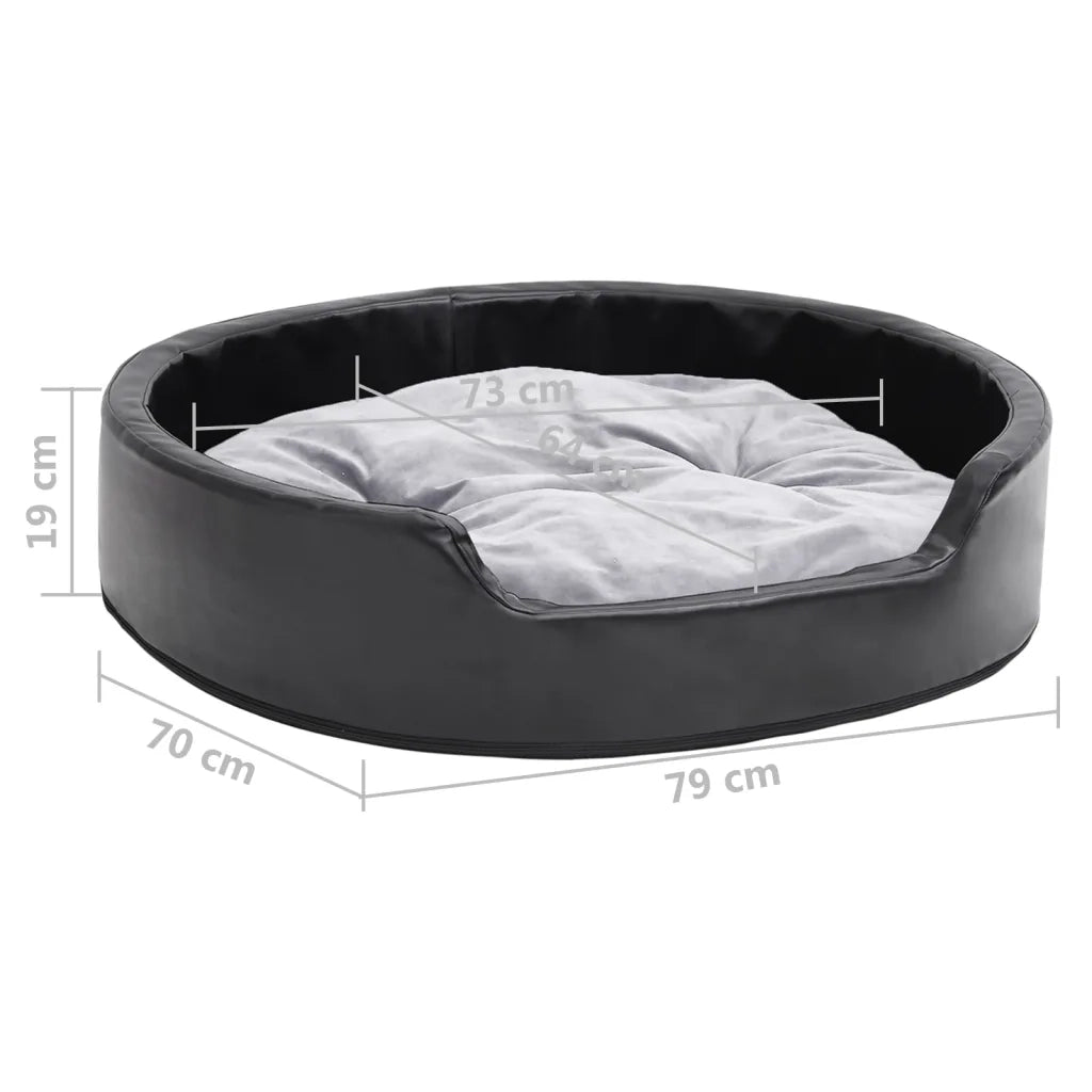 Lettino per Cani Nero e Grigio 79x70x19 cm Peluche e Similpelle cod mxl 53971