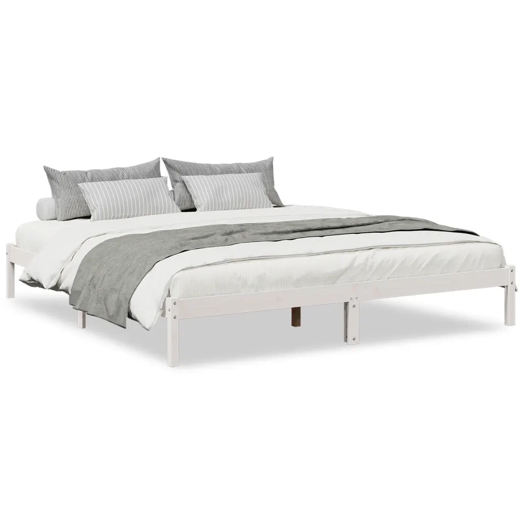Letto Extra Lungo senza Materasso Bianco 180x210 cm in Pino 852411