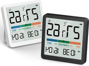 Termometro e Idrometro Digitale Portatile con Display di Comfort e Orologio - Misuratore di Temperatura e Umidità per Interni