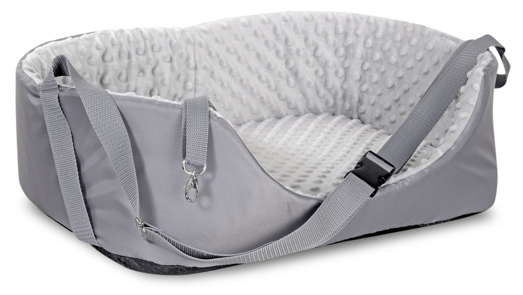 AIO FACTORY Trasportino per auto 50x40 cm Minky Grey Seggiolino per cani impermeabile