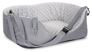 AIO FACTORY Trasportino per auto 50x40 cm Minky Grey Seggiolino per cani impermeabile