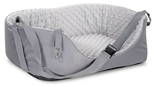 AIO FACTORY Trasportino per auto 50x40 cm Minky Grey Seggiolino per cani impermeabile