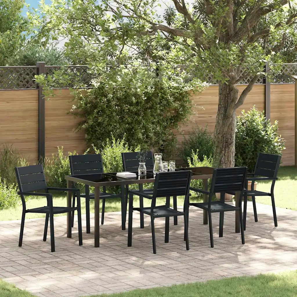 Set da Pranzo per Giardino 7 pcs Nero