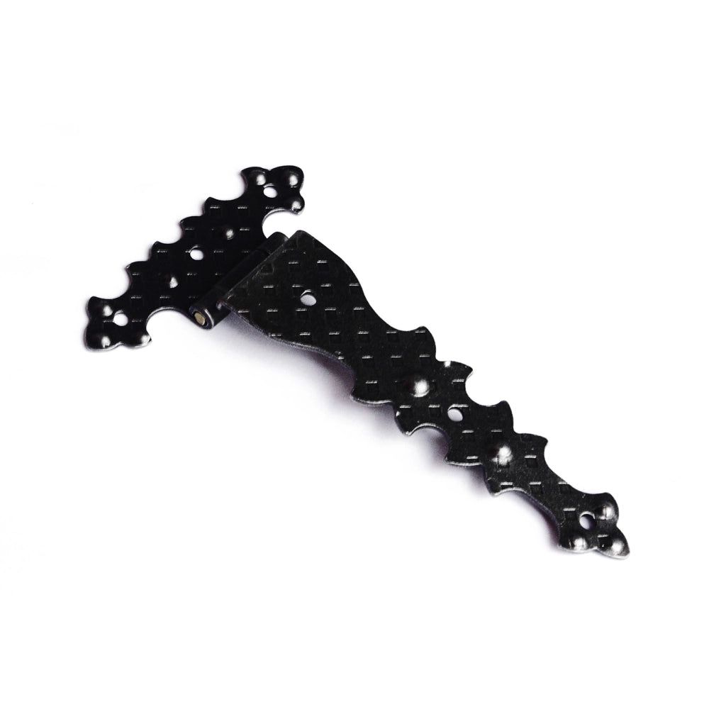 Cerniere rustiche in ferro martellato nero collo alto 92 x 182 mm.
