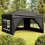 Tenda per Feste Pieghevole con Pareti Laterali-Tenda Gazebo Nero 3x3 m 379452