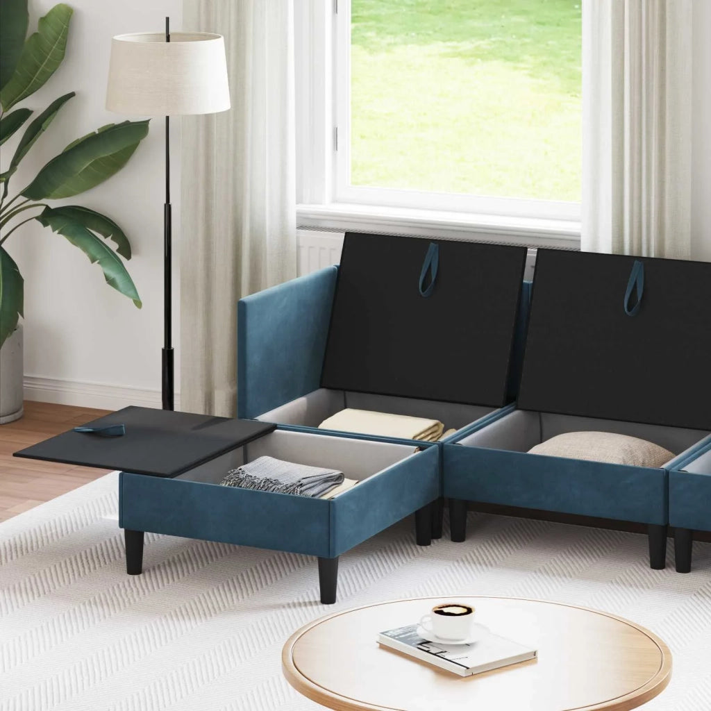 Set di mobili per il soggiorno con cuscino 5 pcs Blu Velluto