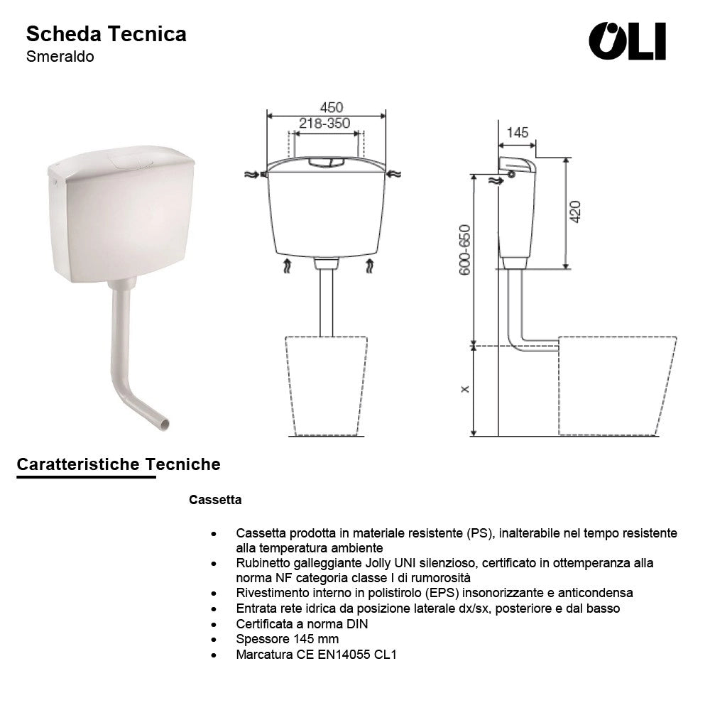Cassetta scarico wc a zaino OLI MODELLO SMERALDO 407501