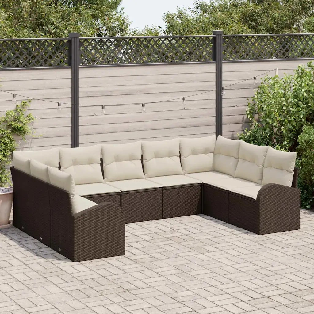 Set di divani con cuscino 9 pcs Marrone Rattan in Polipropilene 3346198