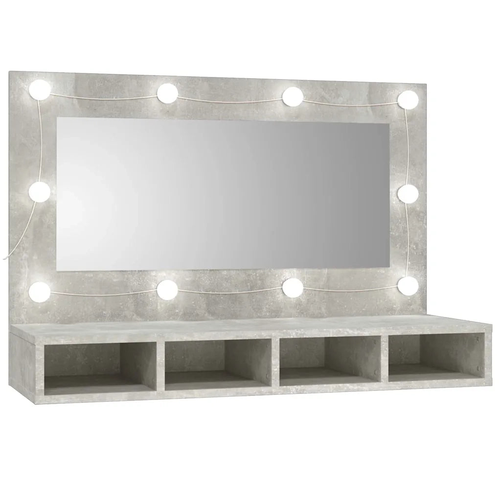 Mobile a Specchio con LED Grigio Cemento 90x31,5x62 cm 808895