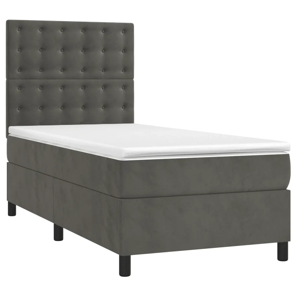 Giroletto a Molle con Materasso Grigio Scuro 80x200 cm Velluto 3143230