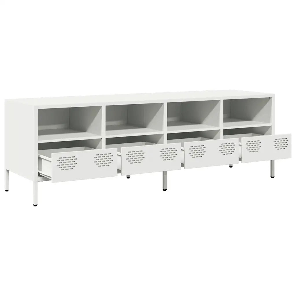 Mobile TV-Credenza TV-Console TV Bianco 135x39x43,5 cm in Acciaio Laminato a Freddo 663990