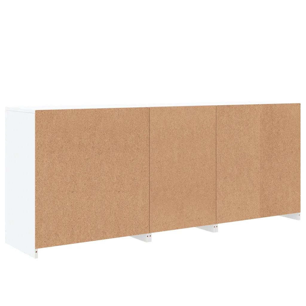 Credenza con Luci LED-Buffet-Armadio da cucina Bianca 181,5x37x67 cm 837824