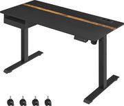 Scrivania regolabile in altezza - Scrivania elettrica - Con prese elettriche - Senza pedane regolabili - 60 x 140 cm - Nero