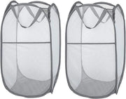 Cestino per la Lavanderia Grigio 35 x 35 x 61 cm 2 Pezzi - Riportabile e Portatile