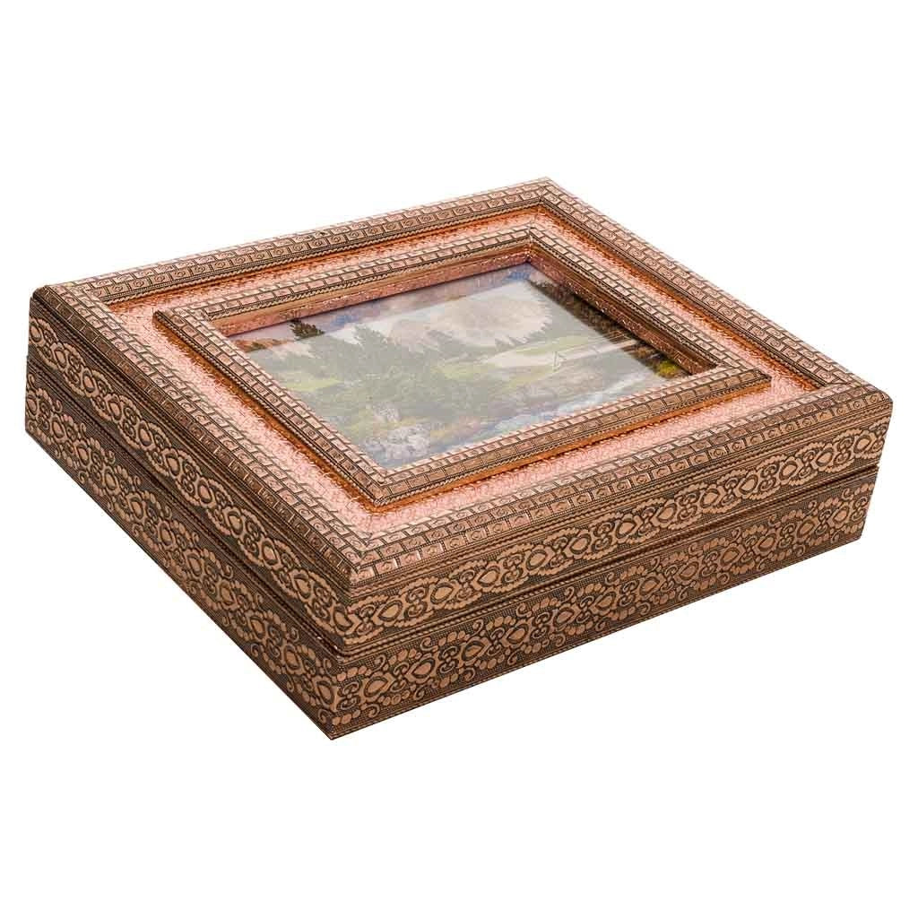 Portagioie in metallo goffrato rame 30x25x7,5h