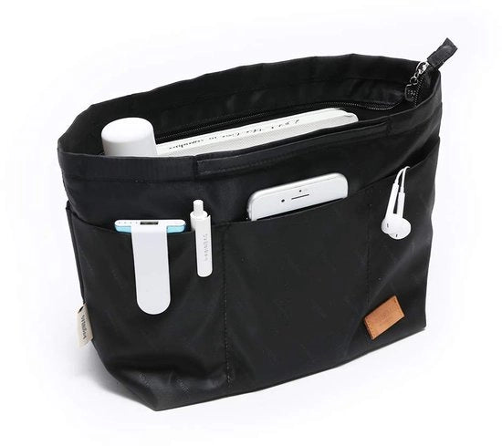 Organizzatore di tasca da viaggio con molte tasche, grande, per borsa da spalla, accessorio di tasca, organizzatore con maniglie, grande, nero