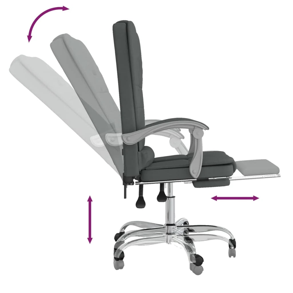 Poltrona da ufficio reclinabile per massaggi per uso al computer tessuto grigio scuro 02_0025389