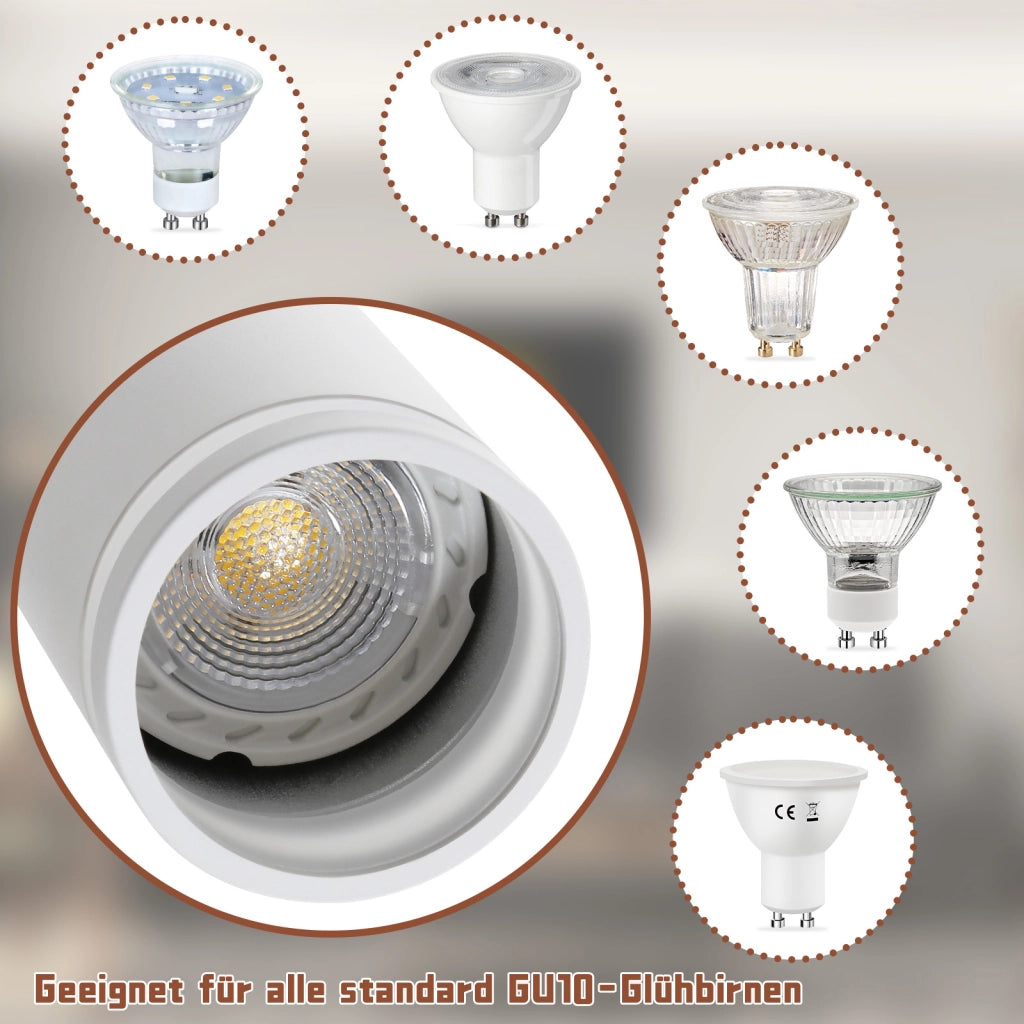 ZMH Faretto da soffitto bianchi 5 luci GU10 orientabili 355° metallo moderni per cucina soggiorno camera senza lampadina