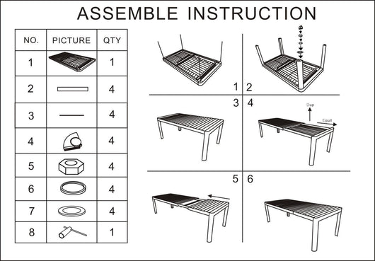 Tavolo Allungabile da Giardino 180/240x100xh75 cm in Alluminio Cleveland Bianco