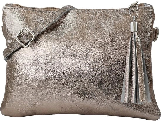 Borsa a tracolla in pelle reale Clutch piccola tasca 22x15cm Anny G248 (Bronzo)