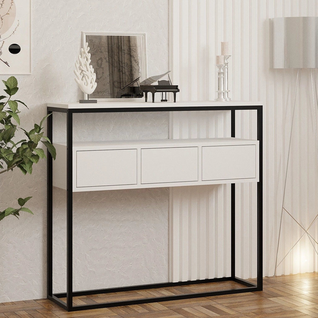 Pianfei, Consolle un Ripiano, 100x29x90h cm Bianco