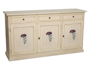 Madia credenza 3 porte avorio anticato legno shabby decorata 156x42x85 - Mobili 2G