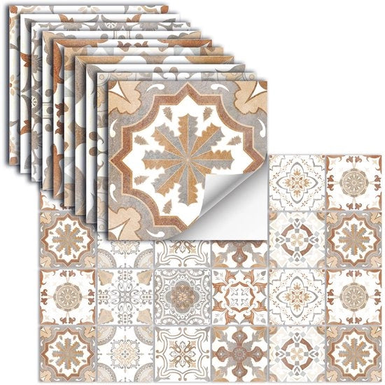 24 pezzi di adesivi per tegoli autoadesivi vinili impermeabili per decorare muri in cucina, bagno, camino e armadi. HZ-41, 10 x 10 cm
