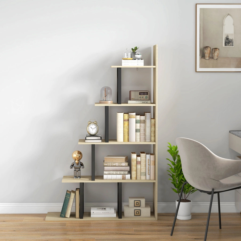 Libreria scaffale divisorio stile industriale ¨C zephmum ¨C quercia 102x30x160 cm