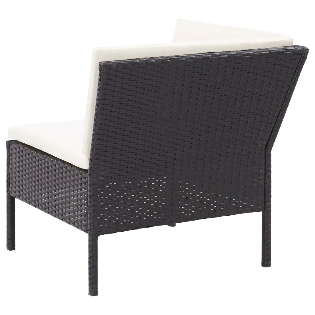 Set Divani da Giardino 6 pz con Cuscini in Polyrattan Nero 48948