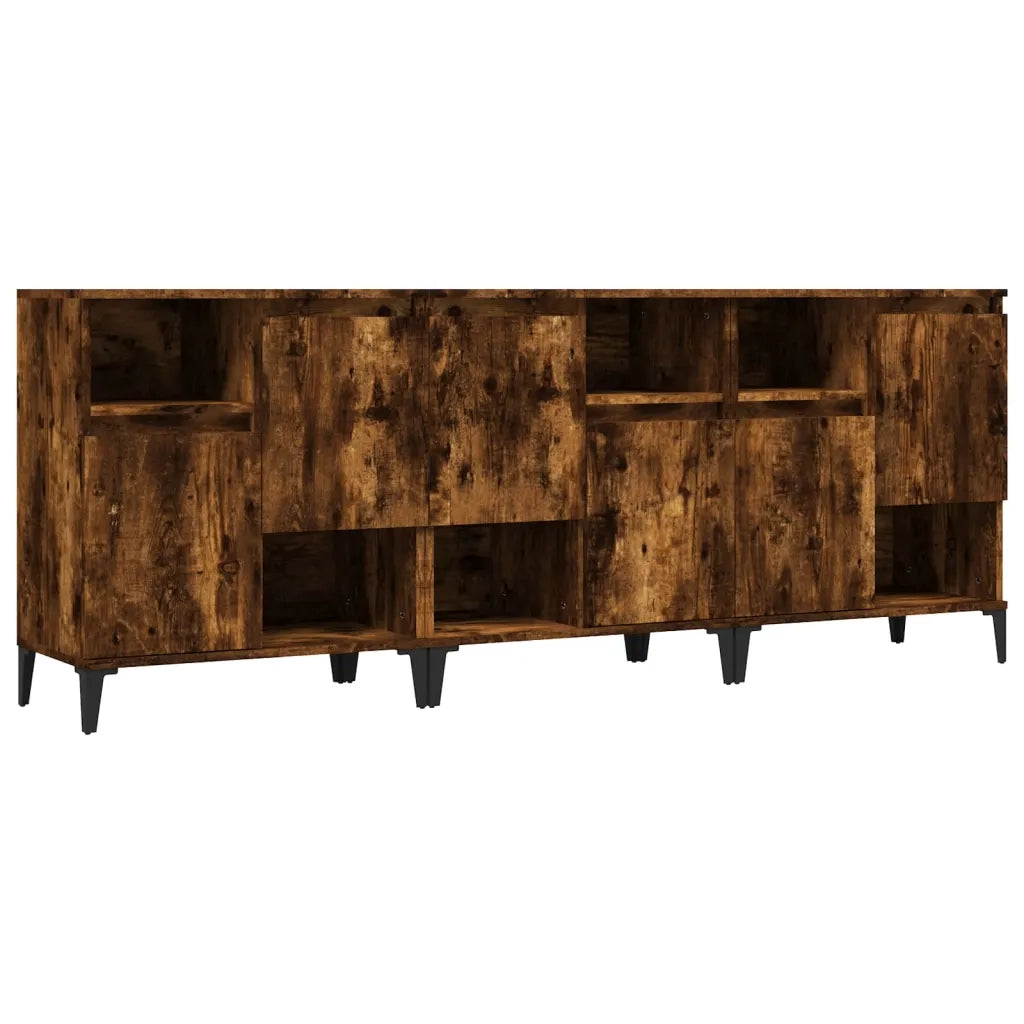 Credenze 3pz | Madia | Buffet da pranzo | Armadio da pranzo Rovere Fumo 60x35x70 cm in Legno Multistrato