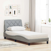 Letto con Materasso Grigio Chiaro 90x190 cm in Tessuto