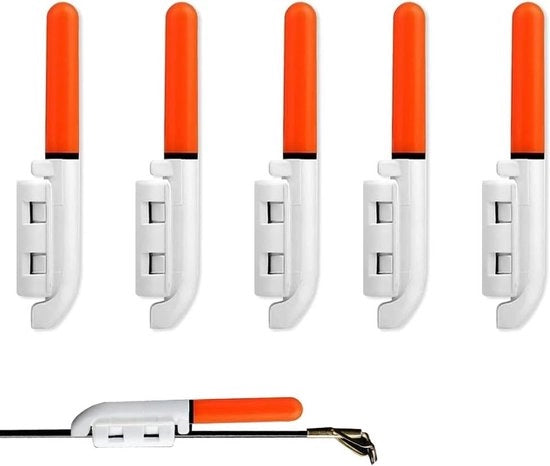 Sostegni per pesca a LED con segnale di allarme 5 pezzi - Alarmini per pesca con chiusura a molla - Maniglie per pesca idonee all'acqua con segnale di allarme - Visori elettronici per pesca - Accessori per pesca - Colore arancione