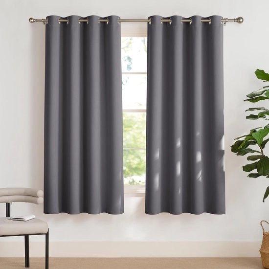 Tende di Blocco Luce - Termo e Acustico - Grigio - Decorazione per Finestre per Salotto e Camera da Letto - 2 Pezzi - 140 x 175 cm