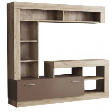 Parete Soggiorno Leonard Rovere e Taupe - Dimensioni: cm 170 x 42 x 170 h