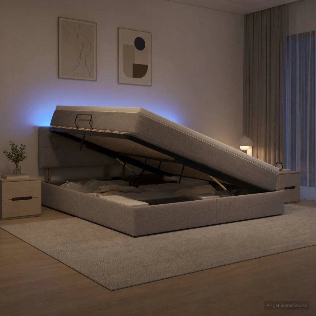 Letto con contenitore LED e materasso Tortora 140 x 200 cm 3459069